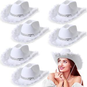 1413 6 Pcs Halloween Women Cowgirl Hat Bachelorette Cowgirl Hats For Women